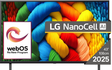 LG TV 43NANO80A3B, NanoCell, 43"